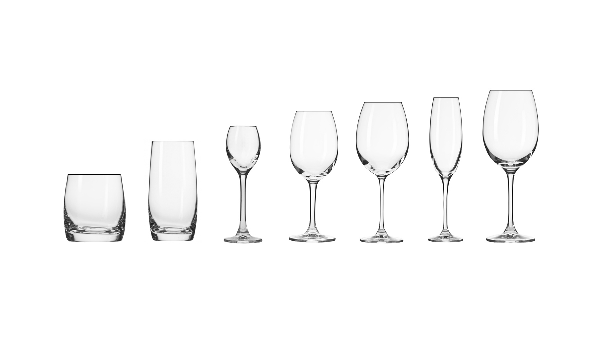 Набор бокалов  Krosno Бриллиант для 7 видов напитков, на 6 персон, 42 шт, п/к, стекло