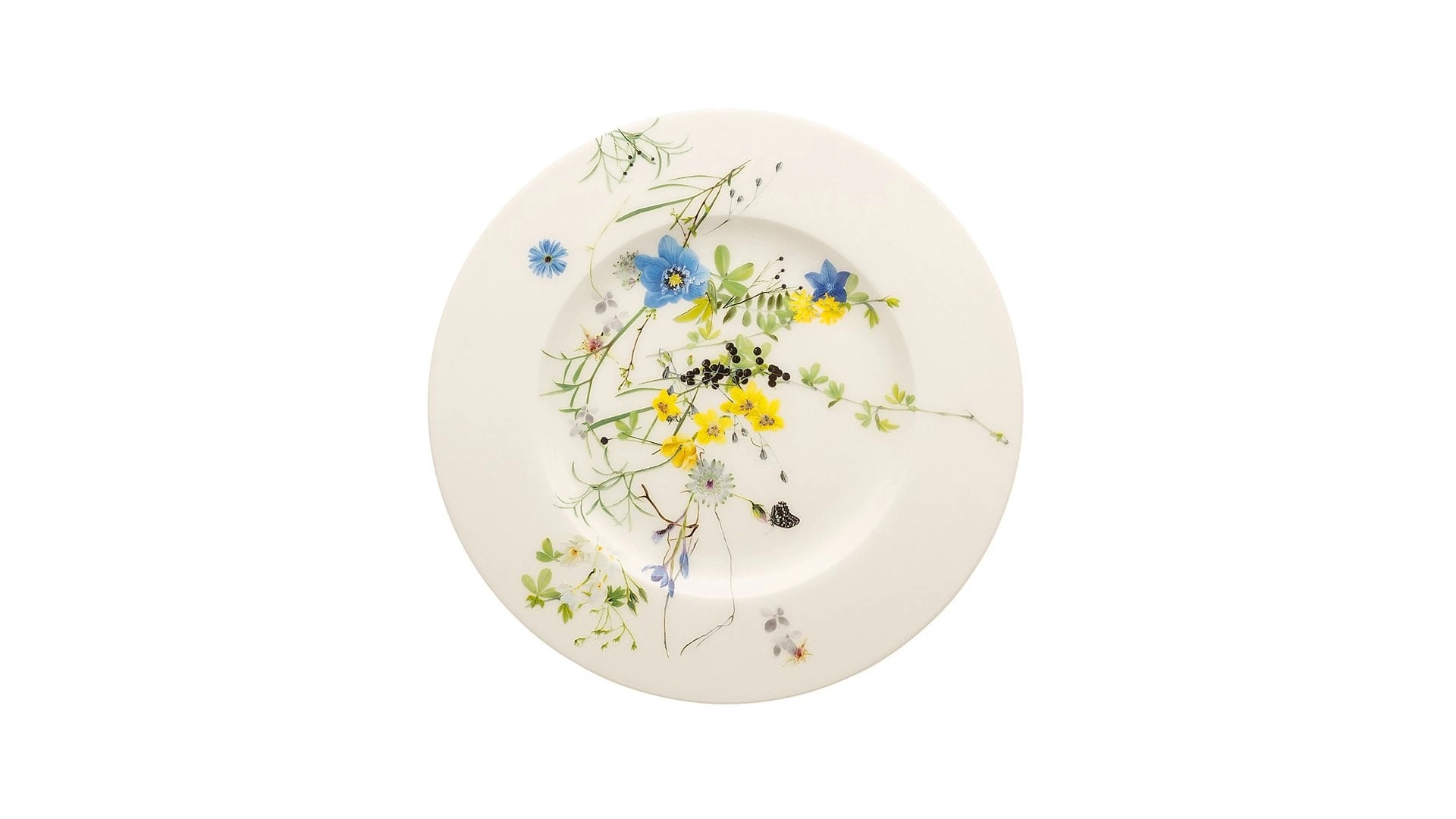 Тарелка десертная с бортом Rosenthal Альпийские цветы 19 см, фарфор костяной