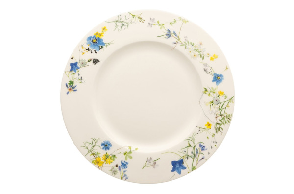 Тарелка закусочная с бортом Rosenthal Альпийские цветы 23 см, фарфор костяной
