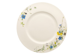 Тарелка обеденная с бортом Rosenthal Альпийские цветы 28 см, фарфор костяной