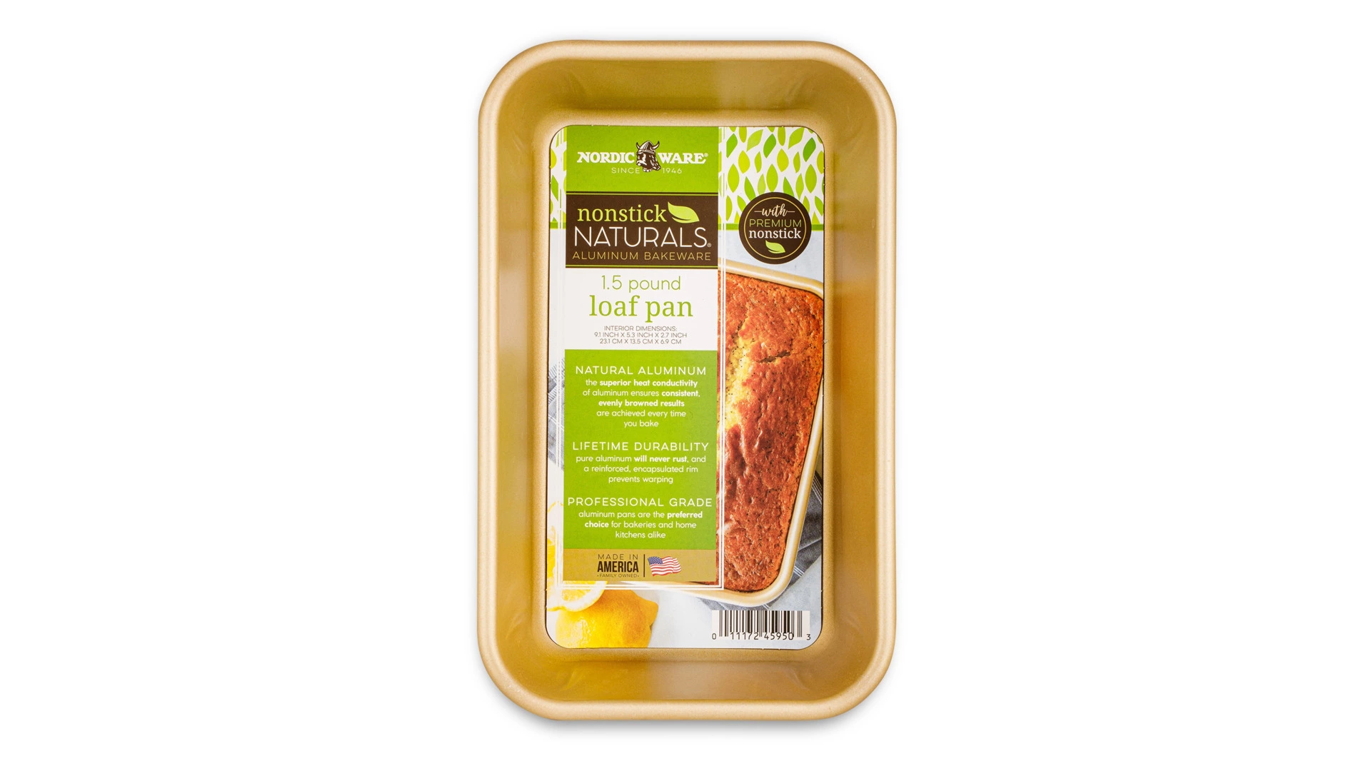 Форма для выпечки хлеба антипригарная Nordic Ware Naturals 23х13х7 см, алюминий, кремовая