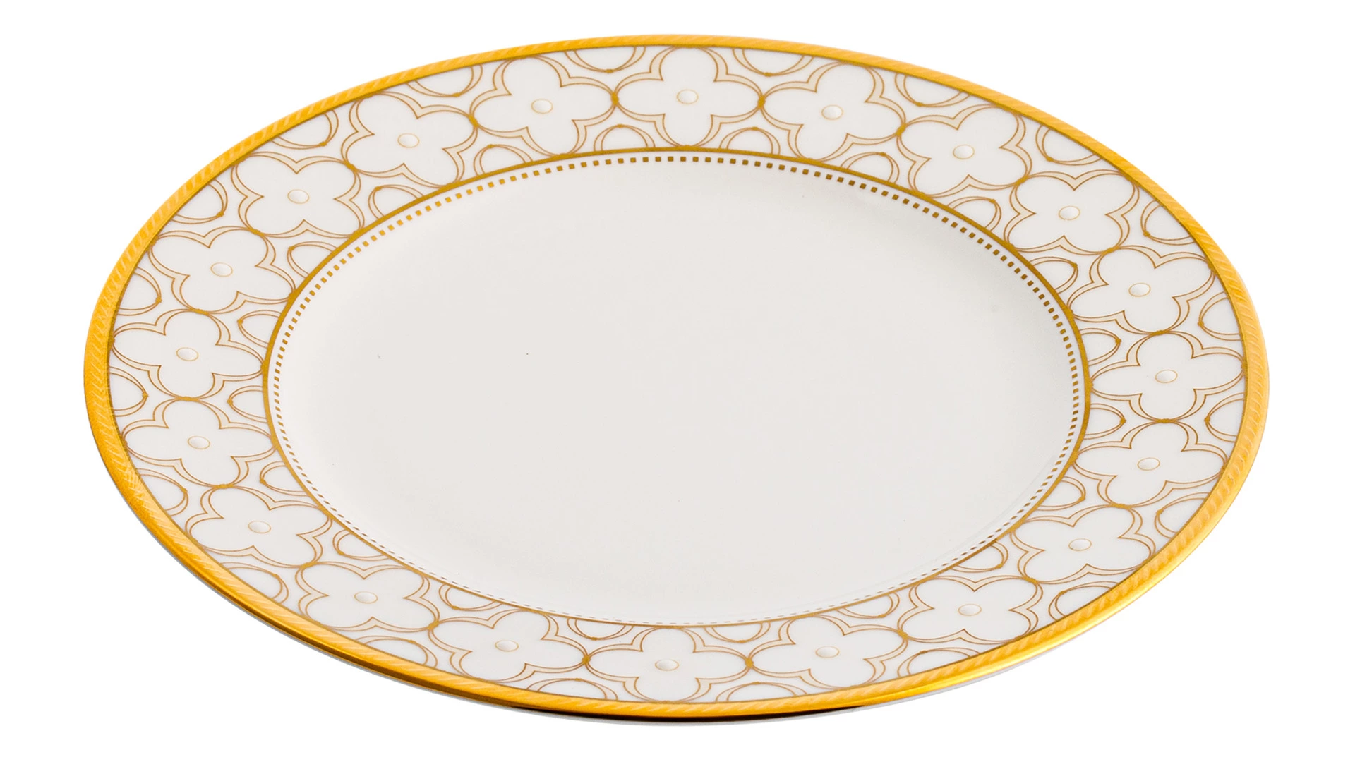 Тарелка десертная Noritake Трефолио, золотой кант 16,5 см, фарфор костяной