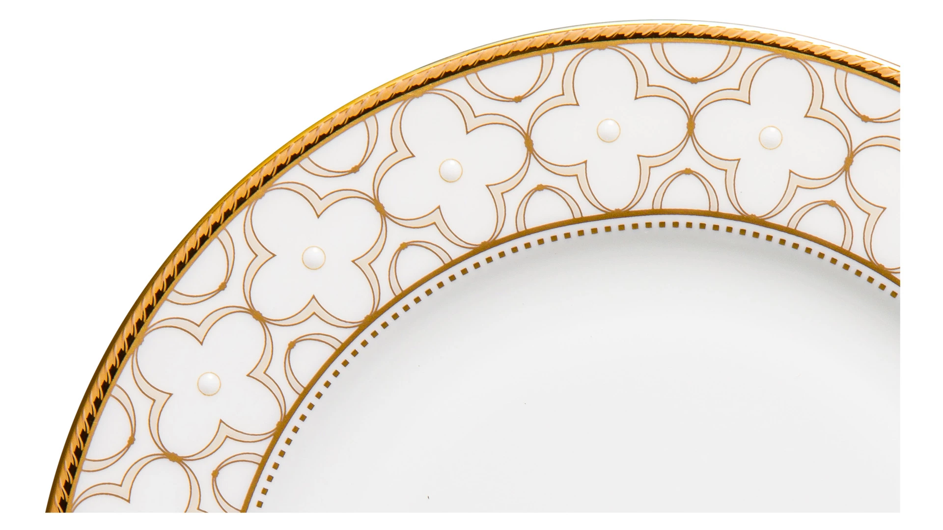 Тарелка десертная Noritake Трефолио, золотой кант 16,5 см, фарфор костяной