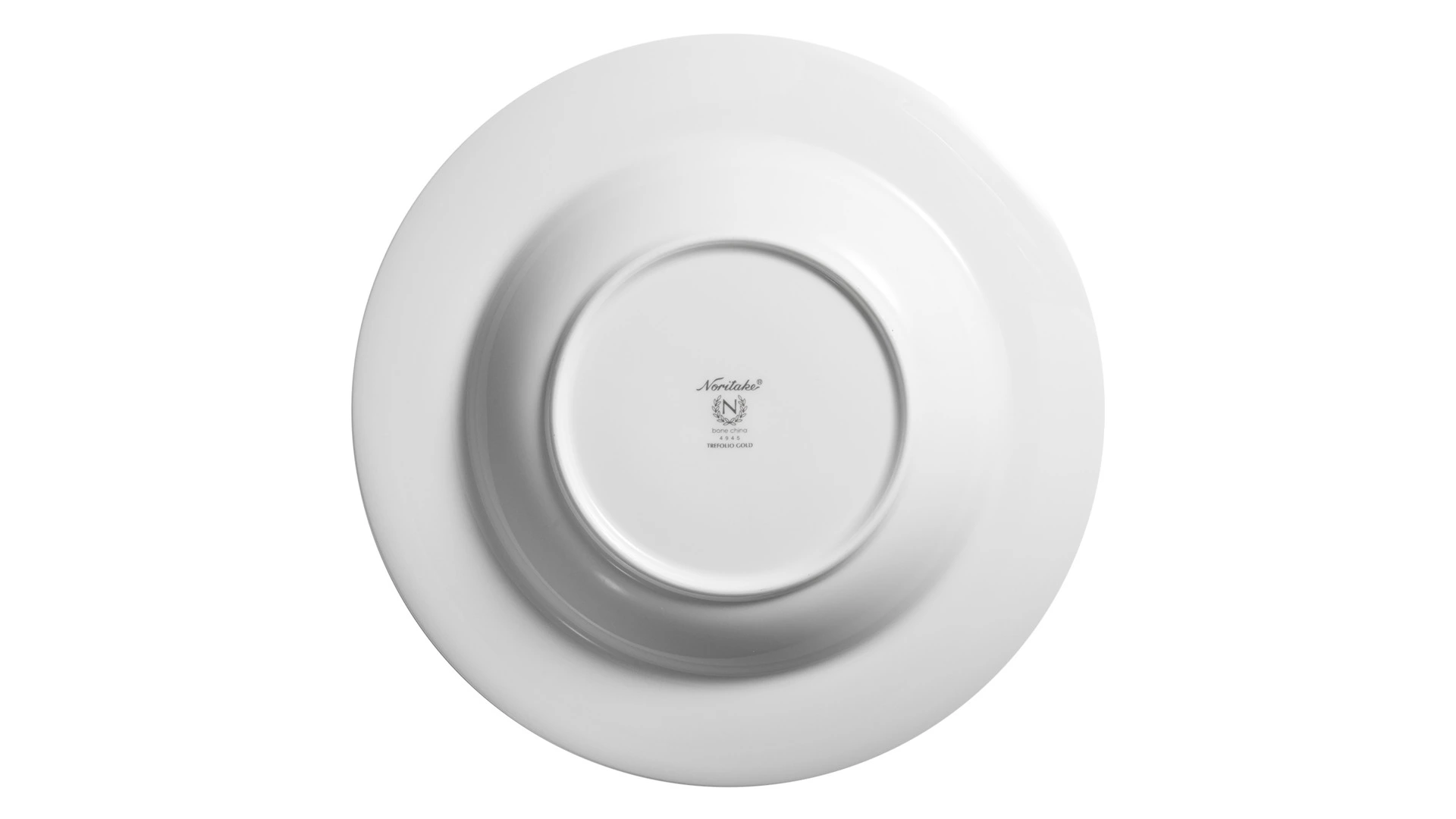 Тарелка суповая Noritake Трефолио, золотой кант 22 см, фарфор костяной