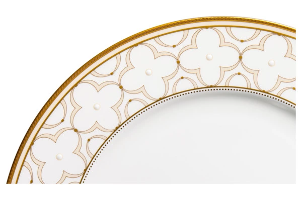 Тарелка обеденная Noritake Трефолио, золотой кант 28 см, фарфор костяной