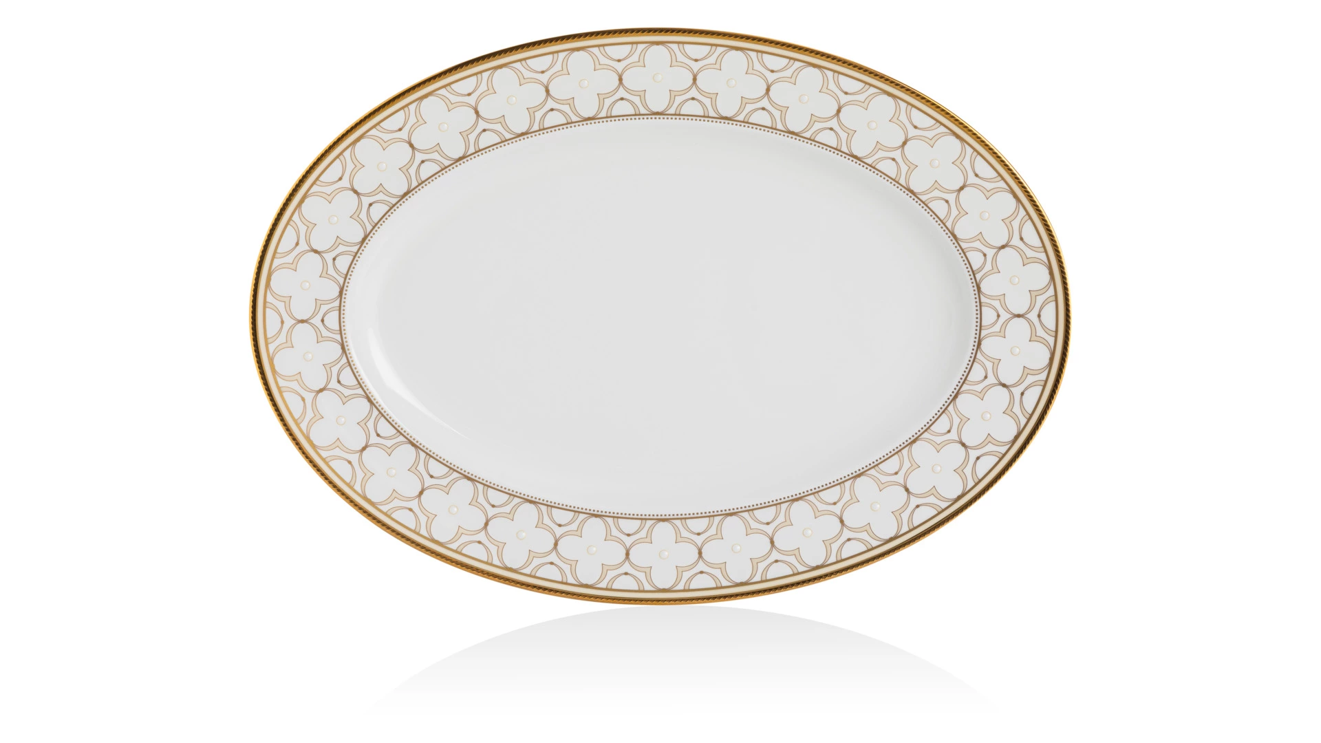 Блюдо овальное Noritake Трефолио, золотой кант 37 см