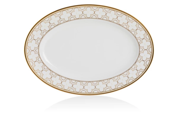 Блюдо овальное Noritake Трефолио, золотой кант 37 см