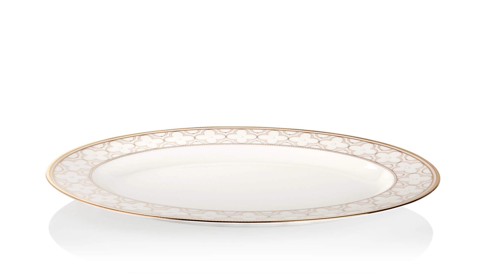 Блюдо овальное Noritake Трефолио, золотой кант 37 см