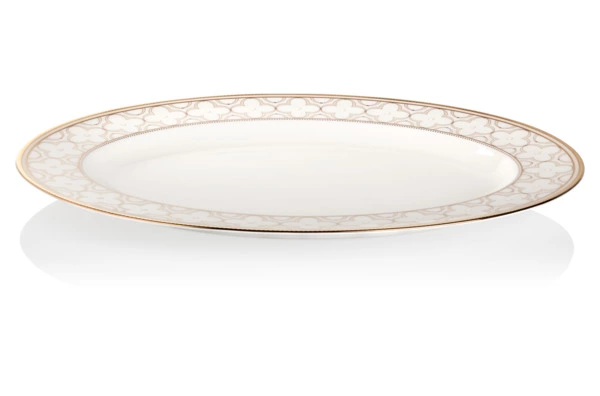 Блюдо овальное Noritake Трефолио, золотой кант 37 см