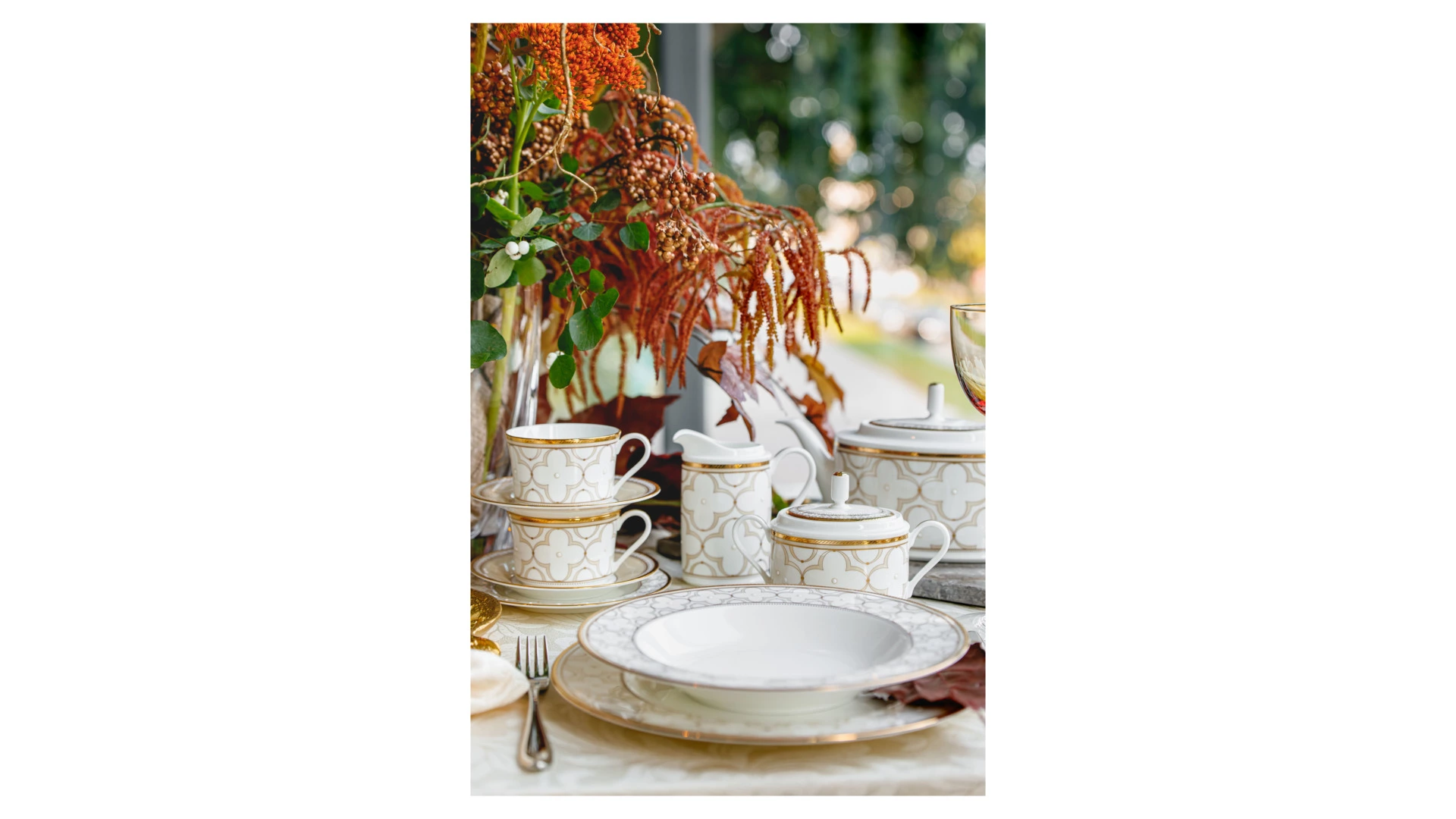 Сервиз чайный Noritake Трефолио, золотой кант на 6 персон 21 предмет