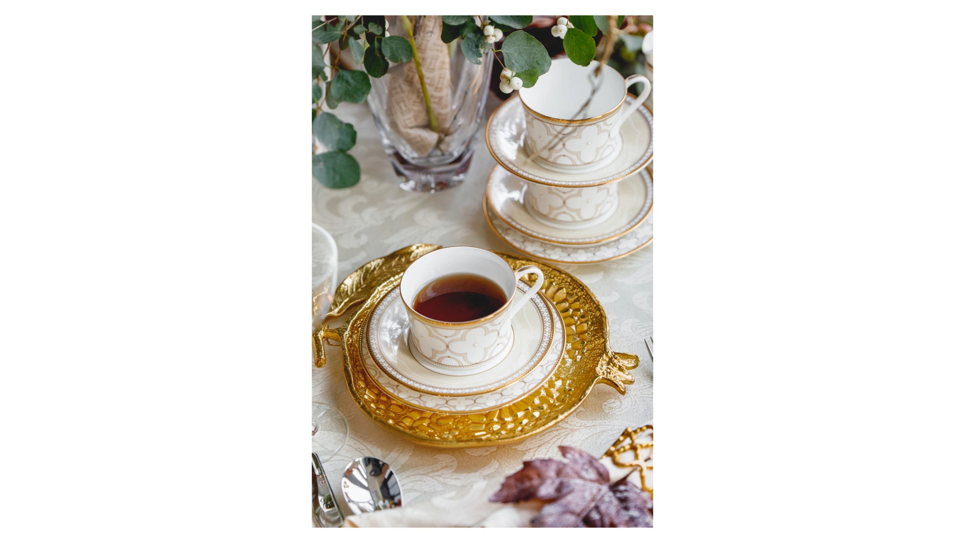 Сервиз чайный Noritake Трефолио, золотой кант на 6 персон 21 предмет