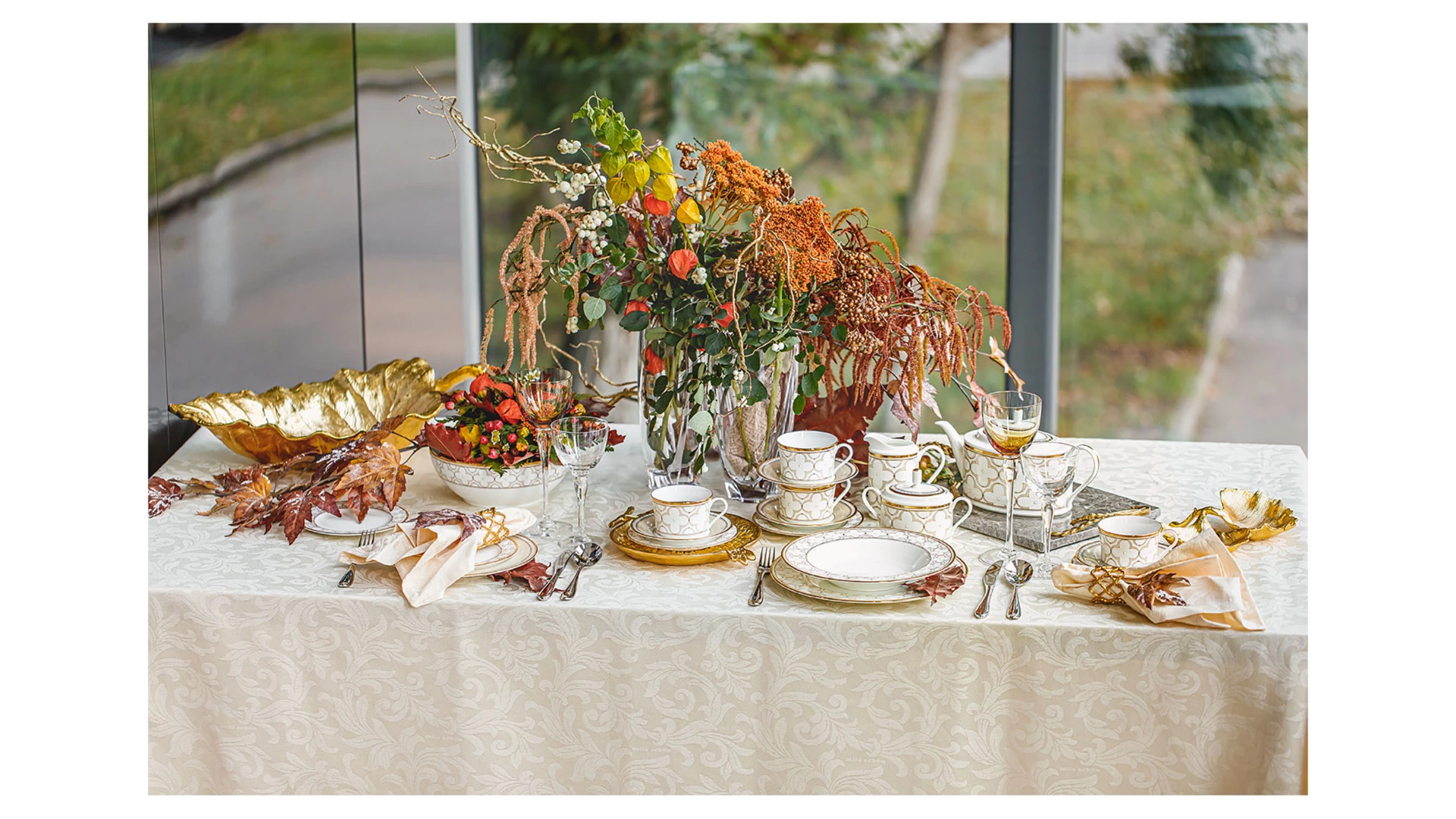 Сервиз чайный Noritake Трефолио, золотой кант на 6 персон 21 предмет