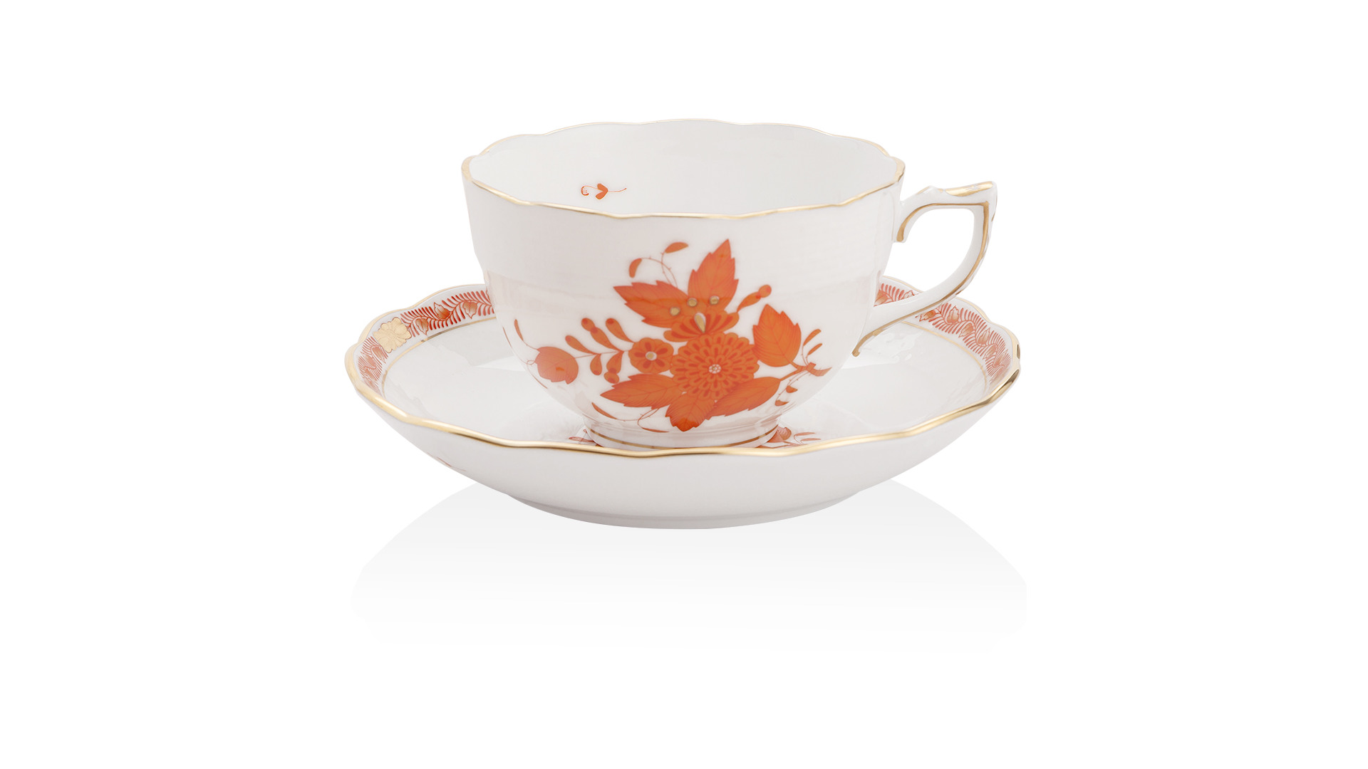 Чашка чайная с блюдцем Herend 250 мл Аппони, оранжевый