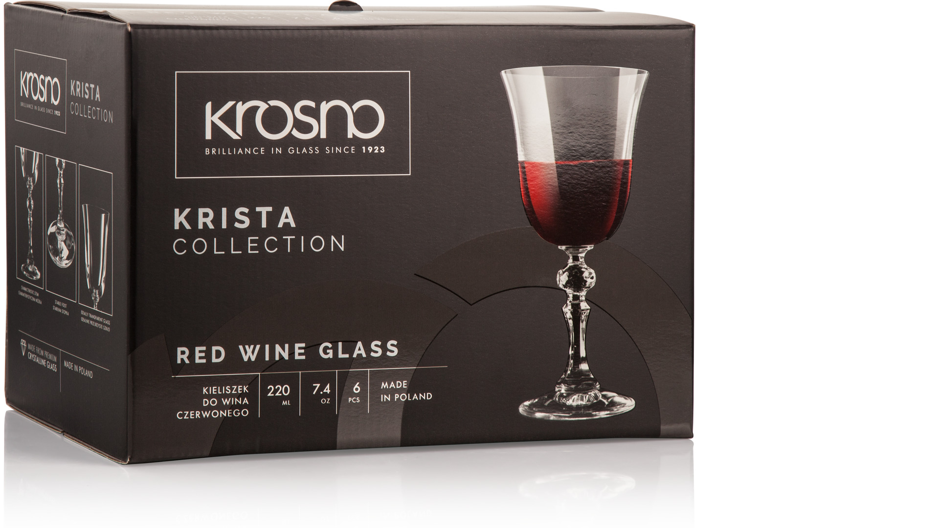 Набор бокалов для красного вина Krosno Криста 220 мл, 6 шт