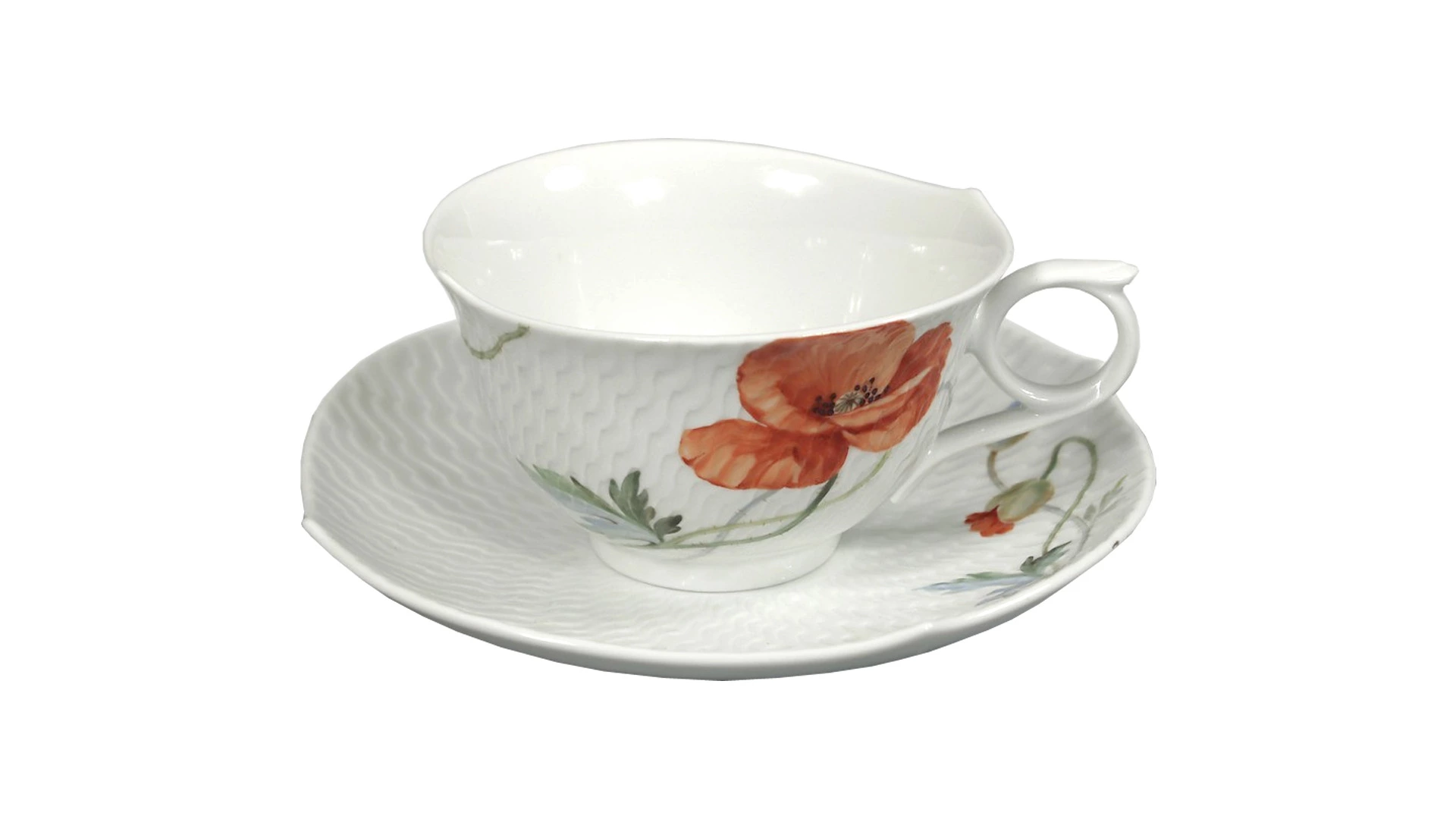 Сервиз чайный Meissen 6/24 Игра волн, рельеф, маки