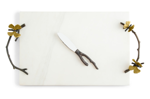 Доска для сыра с ножом Michael Aram Бабочки гинкго 47х25 см, мрамор