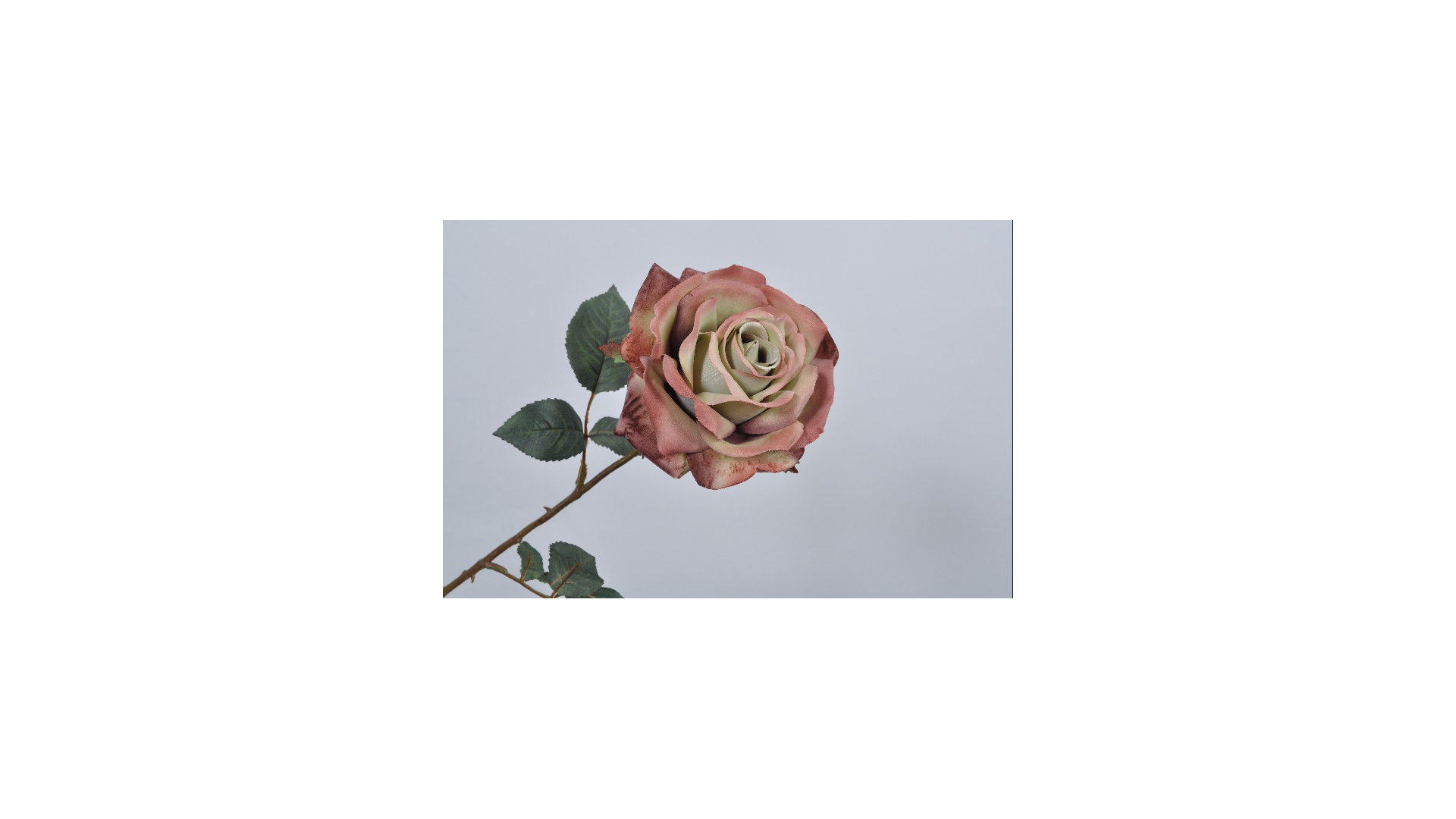 Цветок искусственный Silk-ka "Роза" 66см (карминово-зеленый)