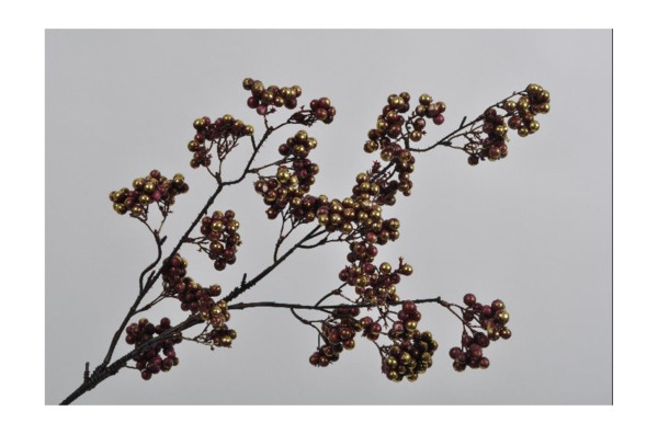 Ветка искусственная с ягодами Silk-ka 87см (бордово-золотая)