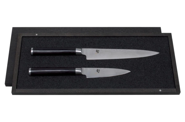 Набор кухонных ножей KAI Шан Классик 9 см и 15 см, 2 шт, дамасская сталь, 32 слоя