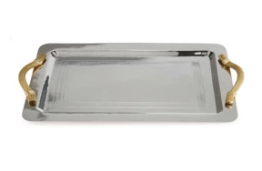 Поднос прямоугольный с ручками Michael Aram Золотая пшеница 54 см