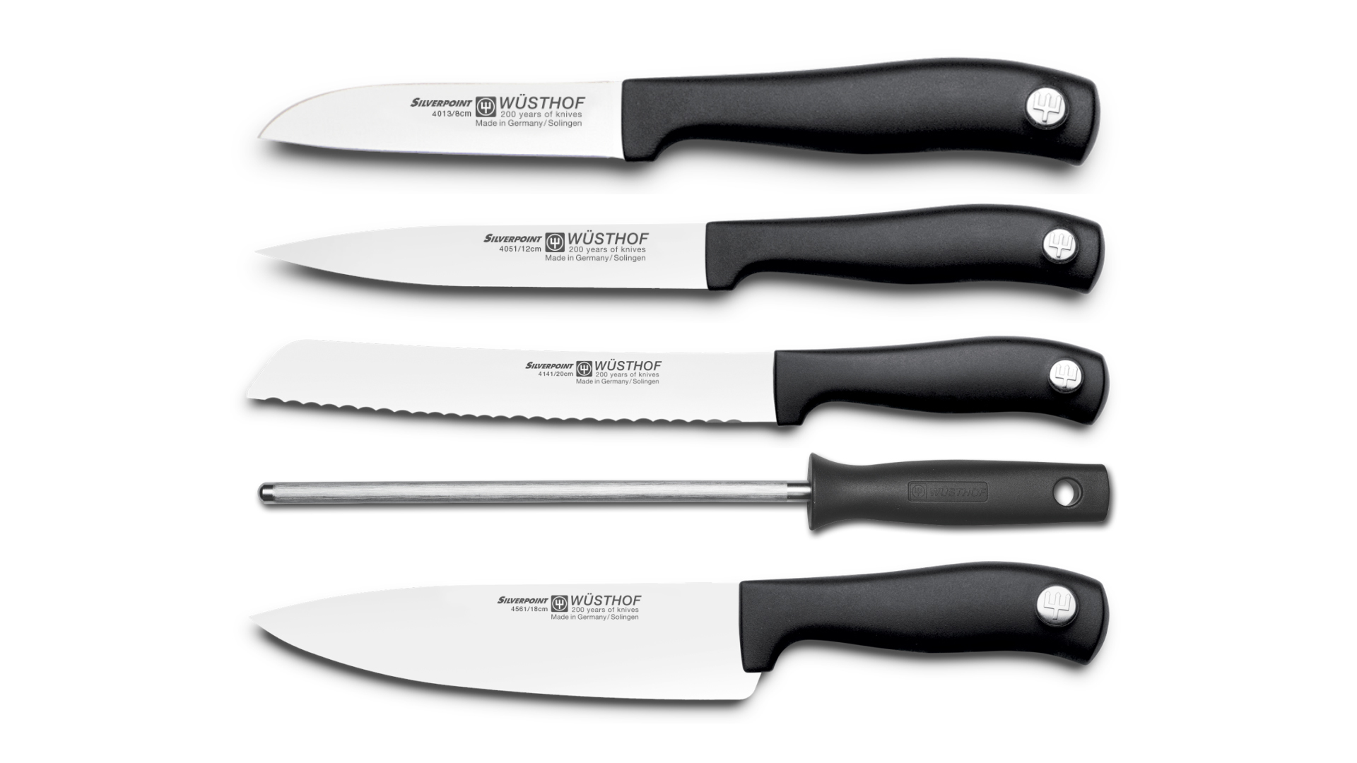 Набор кухонных ножей и мусата WUESTHOF Silverpoint, 6 предметов на подставке