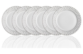 Набор из 6 тарелок подстановочных Herend 31 см Универсальная, белая, платина