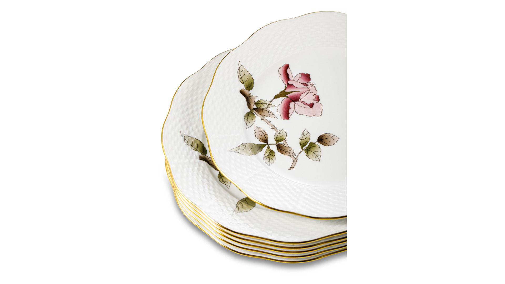 Набор из 6 тарелок закусочных Herend 21 см  Гранд Виктория, золотой декор