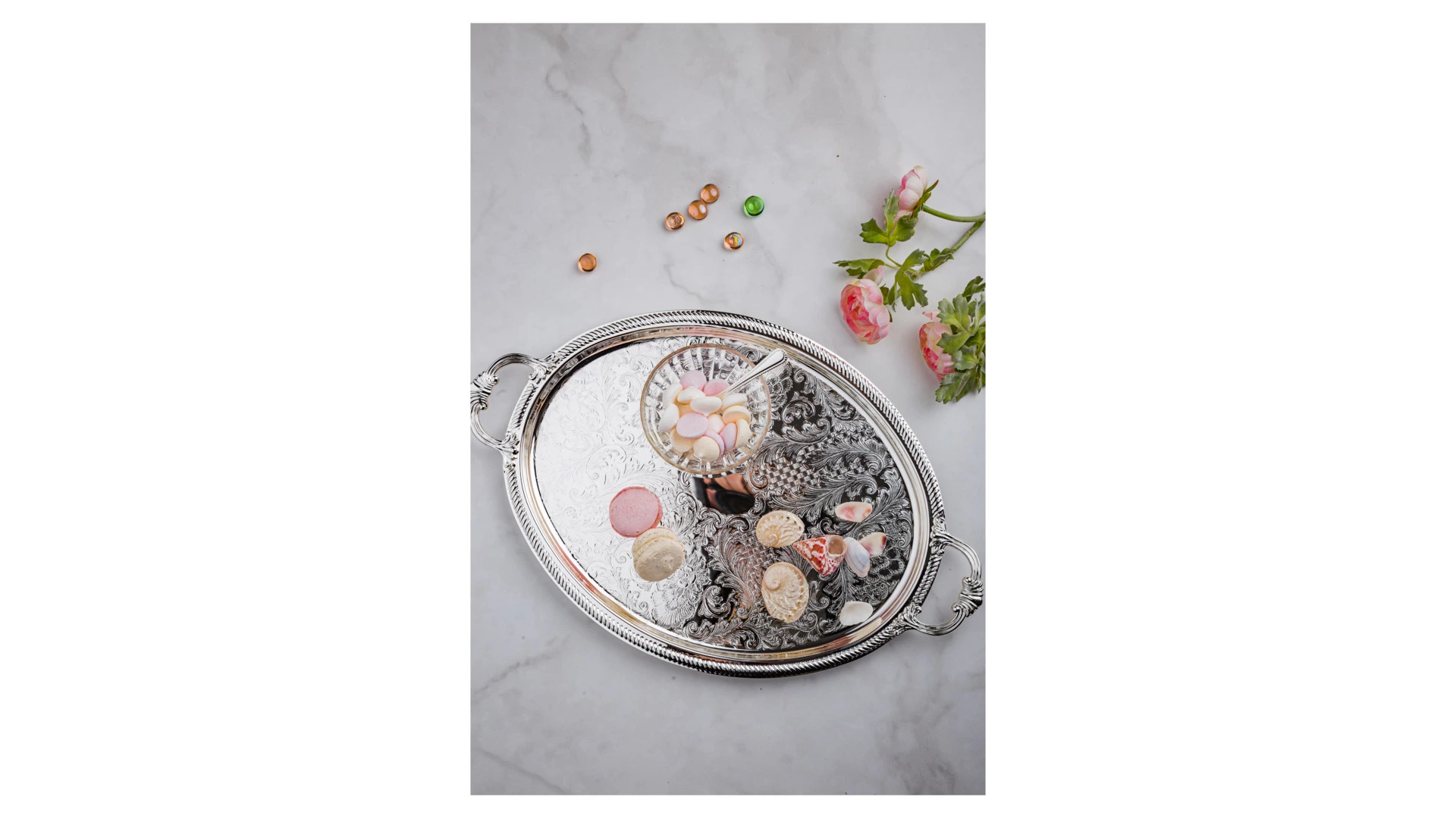 Поднос овальный с ручками Queen Anne 50х32 см