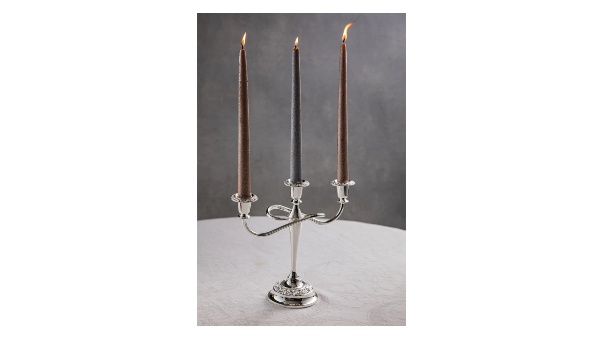 Канделябр трехрожковый Queen Anne 25 см, сталь, посеребрение