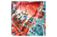 Платок сувенирный Русские в моде Москва Кремль Фаберже 90х90 см, шелк, вискоза, машинная подшивка