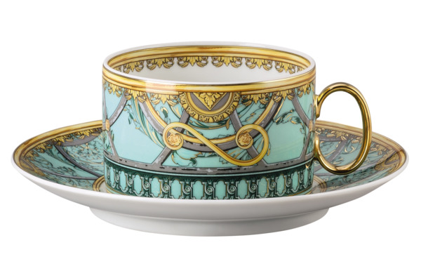 Чашка чайная с блюдцем Rosenthal Versace Ла Скала 200 мл, фарфор, зеленая