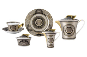 Тет-а-тет чайный Rosenthal Versace Медуза серебряная на 2 персоны 9 предметов, фарфор