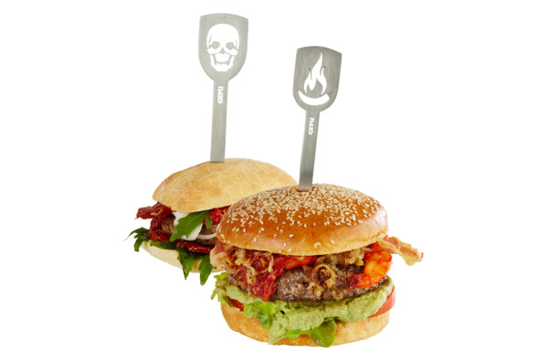 Набор шпажек для гамбургеров Gefu Торро Череп и Перец, 2 шт, сталь нержавеющая