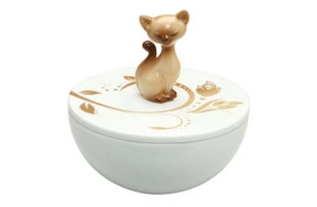 Шкатулка Goebel Kitty Сиамская кошка 12 см , фарфор твердый