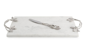 Доска для сыра с ножом Michael Aram Лавровый лист 46х25 см, мрамор