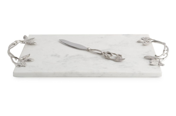 Доска для сыра с ножом Michael Aram Лавровый лист 46х25 см, мрамор