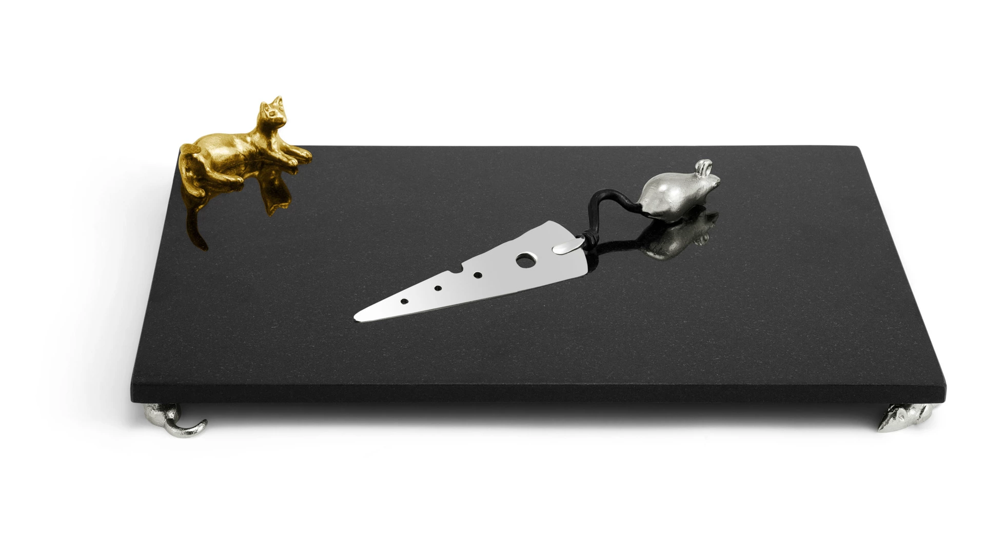 Доска большая для сыра с ножом Michael Aram Кот и мышь 38х25 см, гранит