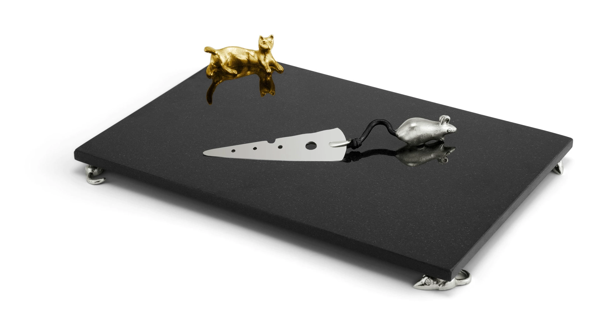 Доска большая для сыра с ножом Michael Aram Кот и мышь 38х25 см, гранит