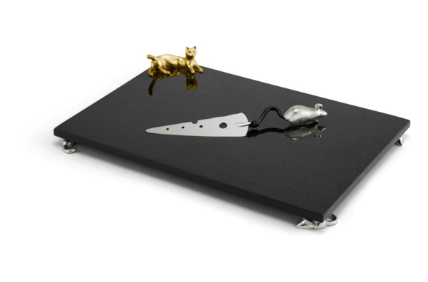 Доска большая для сыра с ножом Michael Aram Кот и мышь 38х25 см, гранит