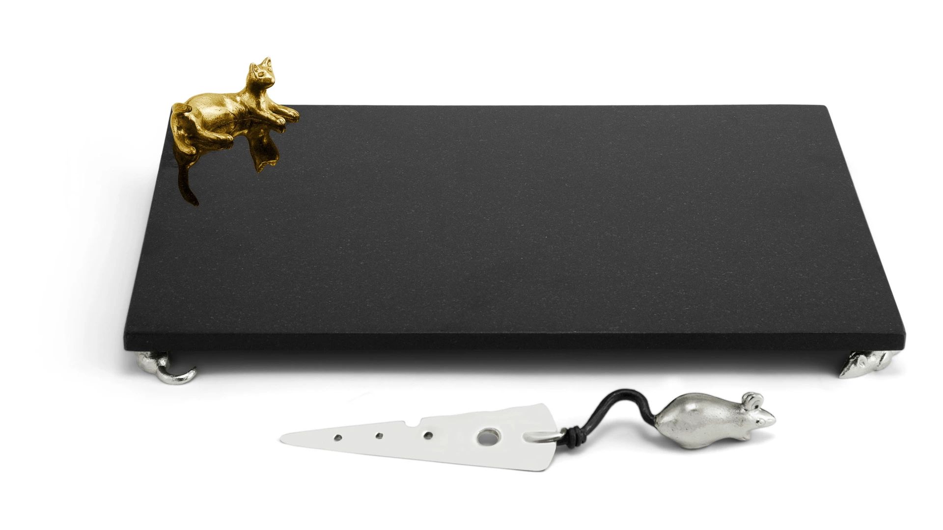 Доска большая для сыра с ножом Michael Aram Кот и мышь 38х25 см, гранит