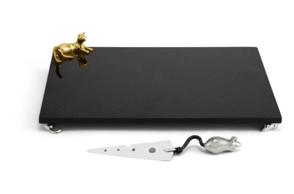 Доска большая для сыра с ножом Michael Aram Кот и мышь 38х25 см, гранит