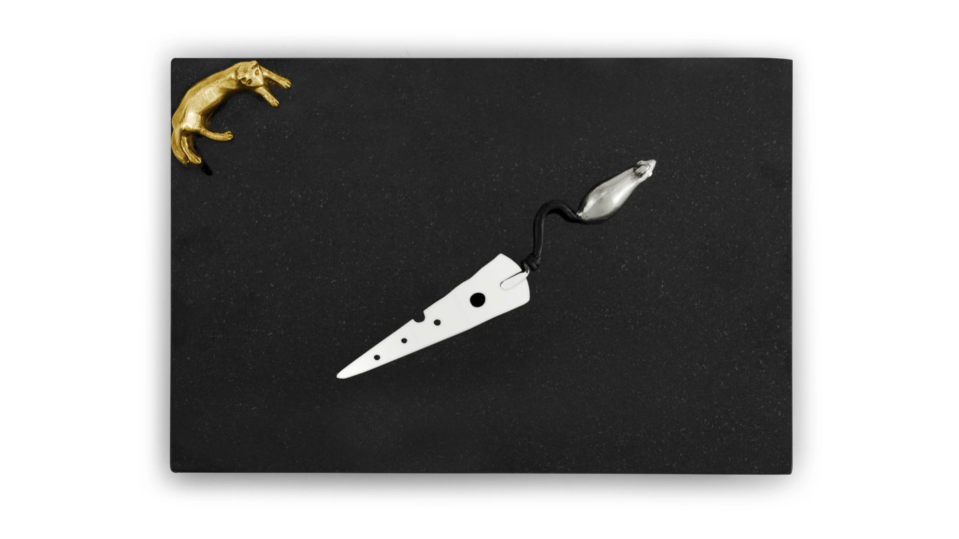 Доска большая для сыра с ножом Michael Aram Кот и мышь 38х25 см, гранит