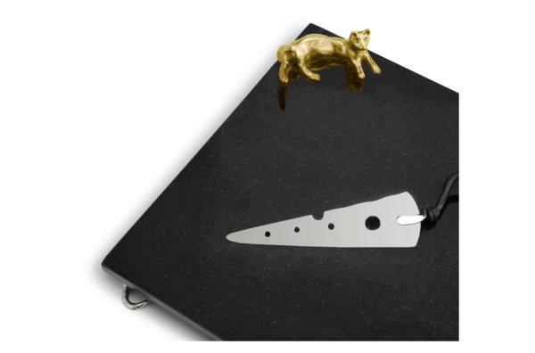 Доска большая для сыра с ножом Michael Aram Кот и мышь 38х25 см, гранит