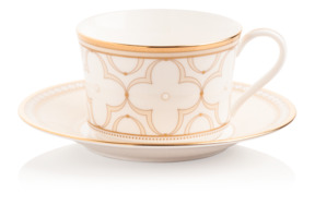 Чашка чайная с блюдцем Noritake Трефолио, золотой кант 225 мл