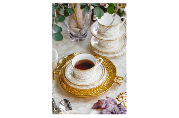 Чашка чайная с блюдцем Noritake Трефолио, золотой кант 225 мл