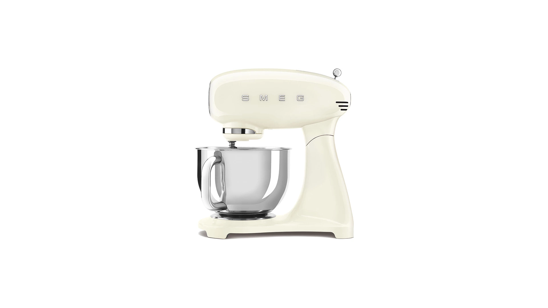 Миксер планетарный SMEG SMF03CREU, 800 Вт, чаша стальная 4,8л, 3 насадки, алюминий литой, кремовый