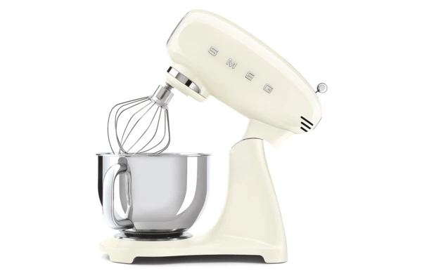 Миксер планетарный SMEG SMF03CREU, 800 Вт, чаша стальная 4,8л, 3 насадки, алюминий литой, кремовый