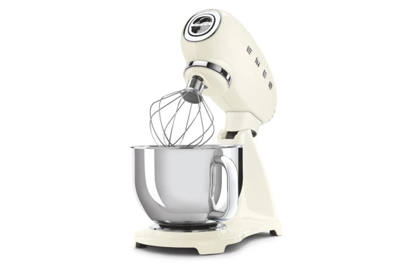 Миксер планетарный SMEG SMF03CREU, 800 Вт, чаша стальная 4,8л, 3 насадки, алюминий литой, кремовый