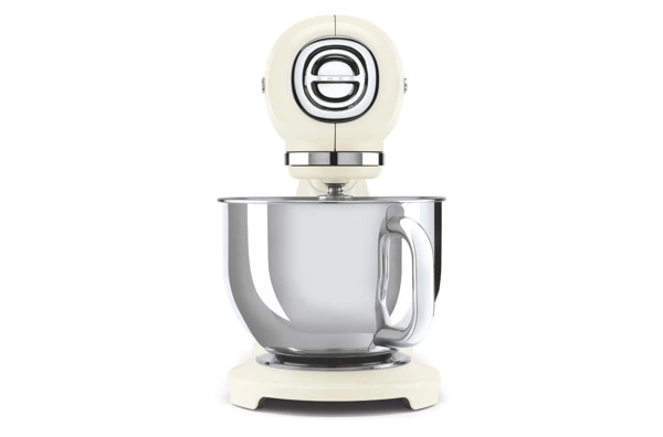 Миксер планетарный SMEG SMF03CREU, 800 Вт, чаша стальная 4,8л, 3 насадки, алюминий литой, кремовый