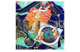 Платок сувенирный Русские в моде Русские сезоны Леон Бакст 90х90см, шелк, вискоза, машинная подшивка